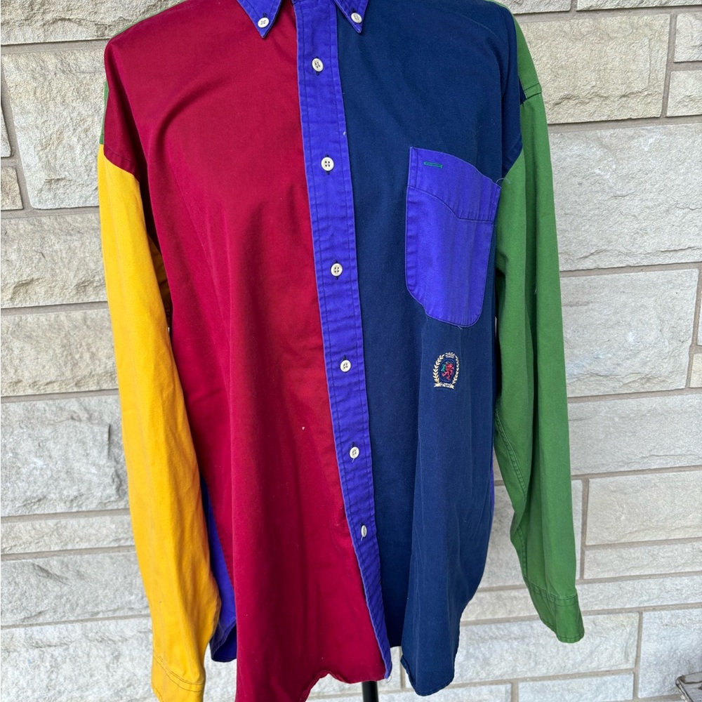 Vintage 1990s Tommy Hilfiger colorblock button down shirt